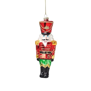 Nutcracker Doll Shaped Bauble Red Black Gold Glass Christmas Decoration Hanging For Xmas Tree Ornament Novelty Gift Stocking