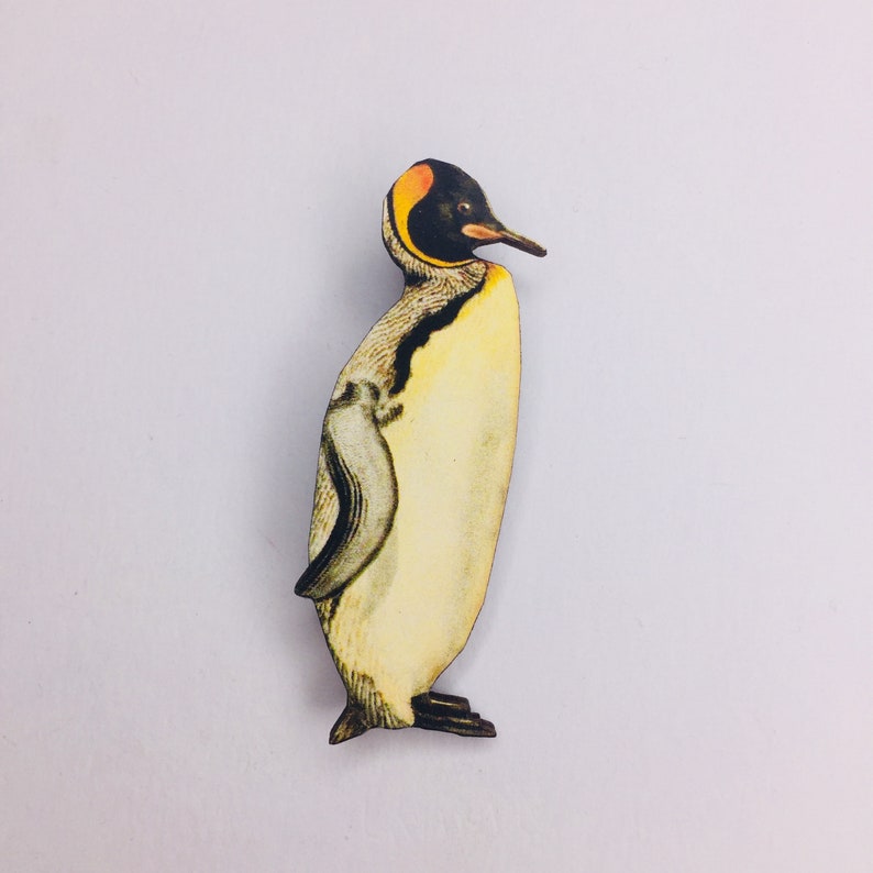 Birds Gift Watcher Wildlife Nature Birthday Small Present Christmas Penguin Lovers South Pole Antarctica King Penguin Wooden Brooch Pin
