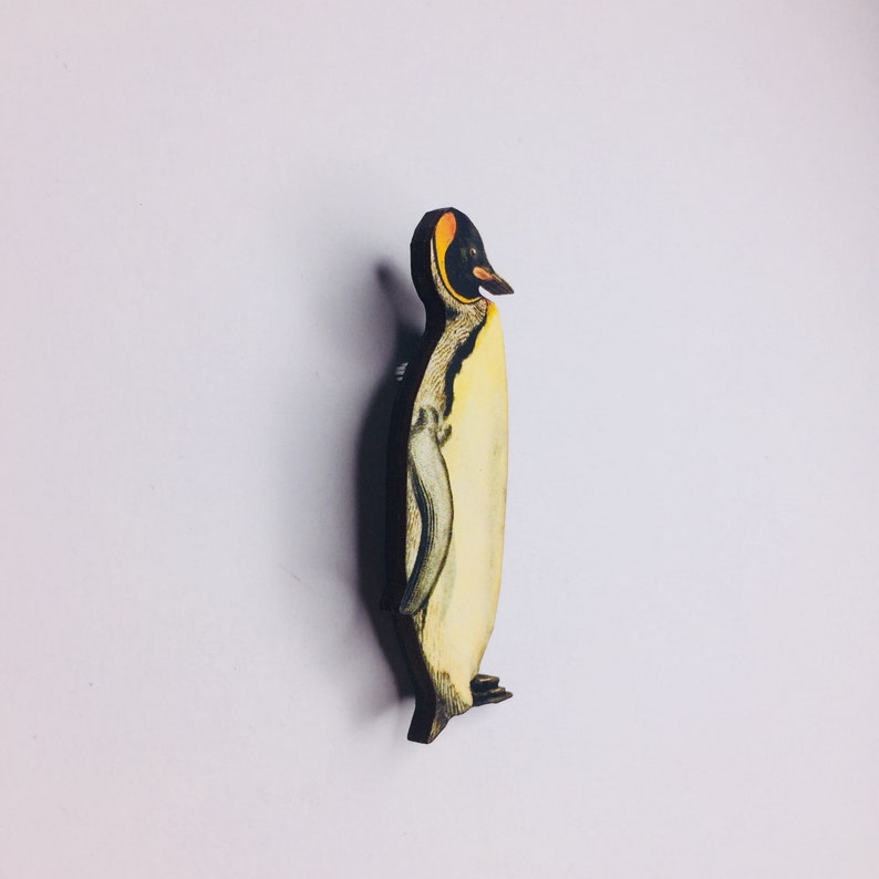 Birds Gift Watcher Wildlife Nature Birthday Small Present Christmas Penguin Lovers South Pole Antarctica King Penguin Wooden Brooch Pin