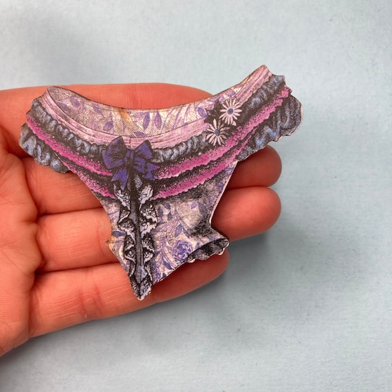 Purple Pink Blue Corset Top Wooden Brooch Pin Floral Bows - Etsy Finland