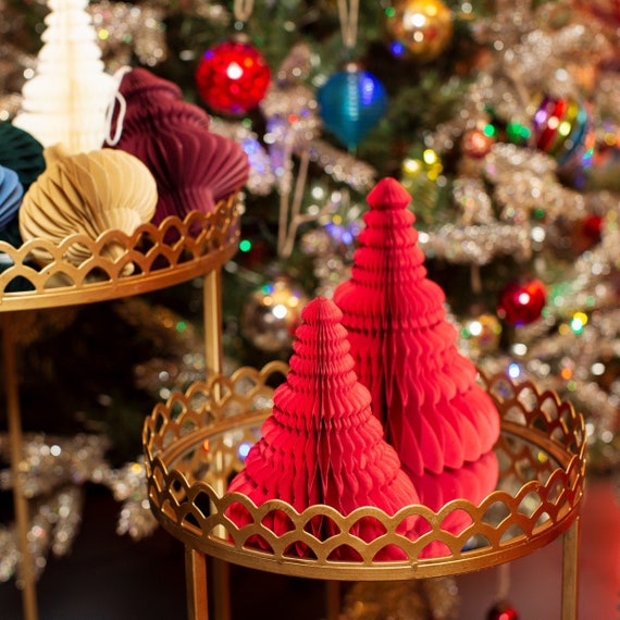 Weihnachtsbaum Papierbaum Dunkelbraun Weiß Olive Grün Tannenbaum Weihnachtsdeko Deko 24,5cm Groß