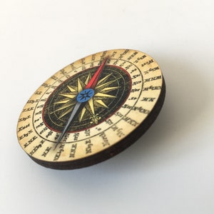 Beige Explorer Compass Brooch Vintage Traveller Sailor Steampunk ...