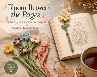 Handmade Crochet Bookmark: Daisy or Pink Bow