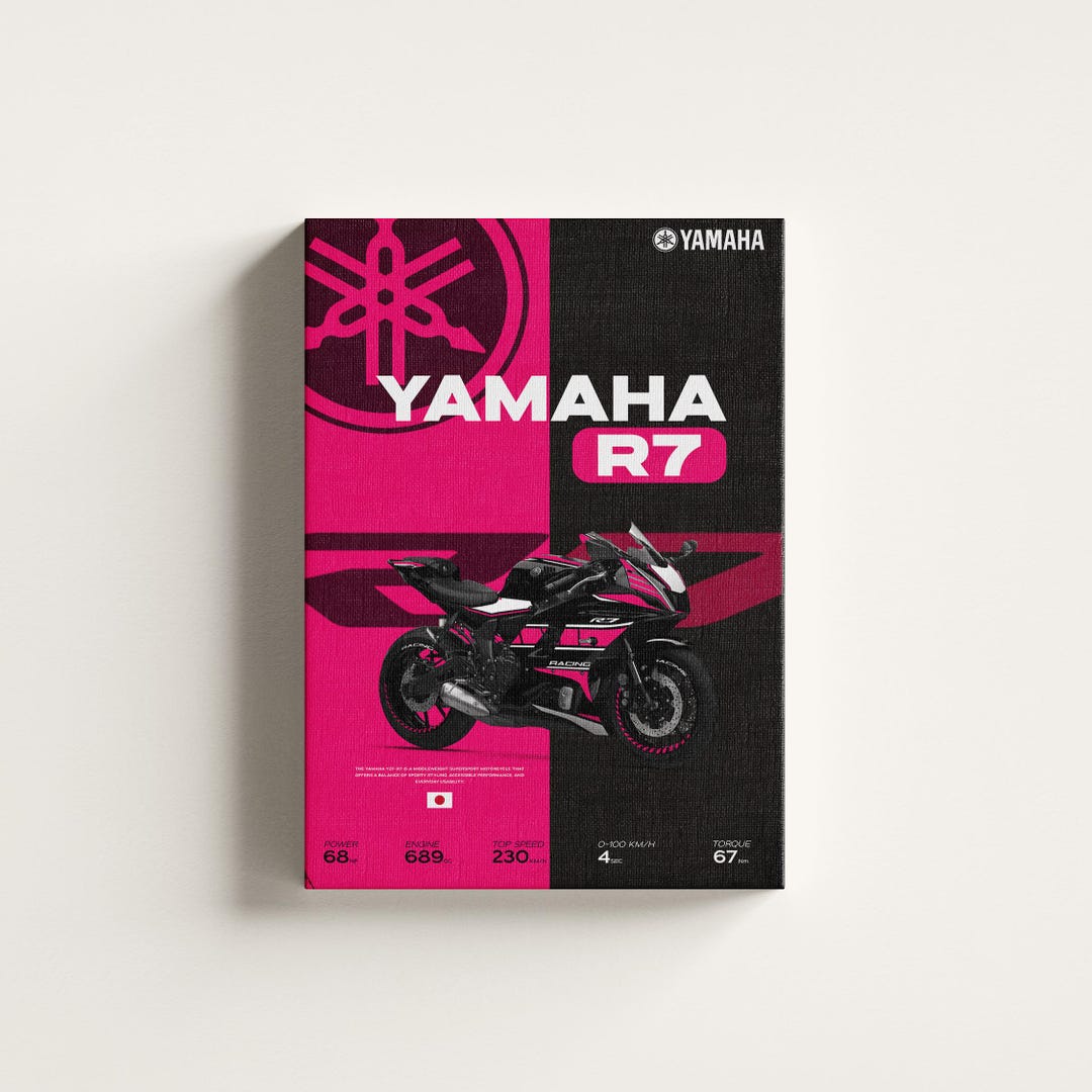 Yamaha R7 Pink Canvas | Motorcycle Wall Art | Supersport Poster | Pink ...