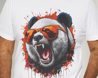 Funny Streetwear Panda T-shirt, Animal Graphic Tee, Panda Lover Gift