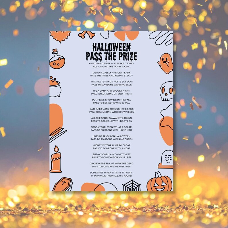 Halloween Pass the Prize Game, Printable Party Activity (digital ...