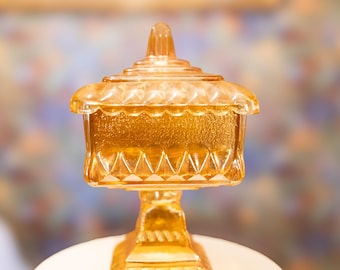Vintage Jeanette Marigold Karnevalsglas Hochzeitssockel Bonboniere
