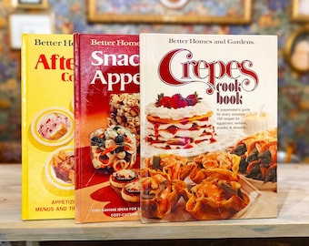 Vintage Better Homes & Gardens Kochbuch-Set (3-teilig) | Crêpes, Snacks, Rezepte für nach der Arbeit aus den 1970er Jahren