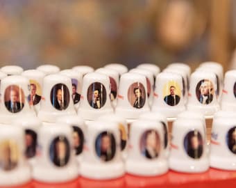 Vintage-Set amerikanischer Präsidenten-Fingerhüte, 42er-Set | Fingerhüte mit US-Präsidentenmotiven | Erinnerungsstücke an die Präsidentschaft | Amerikanisches Sammlerstück