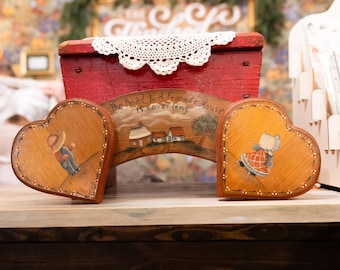 Vintage-Freundschaftsschild aus Holz | Landhausdeko im Volkskunststil (Herzspitzen)