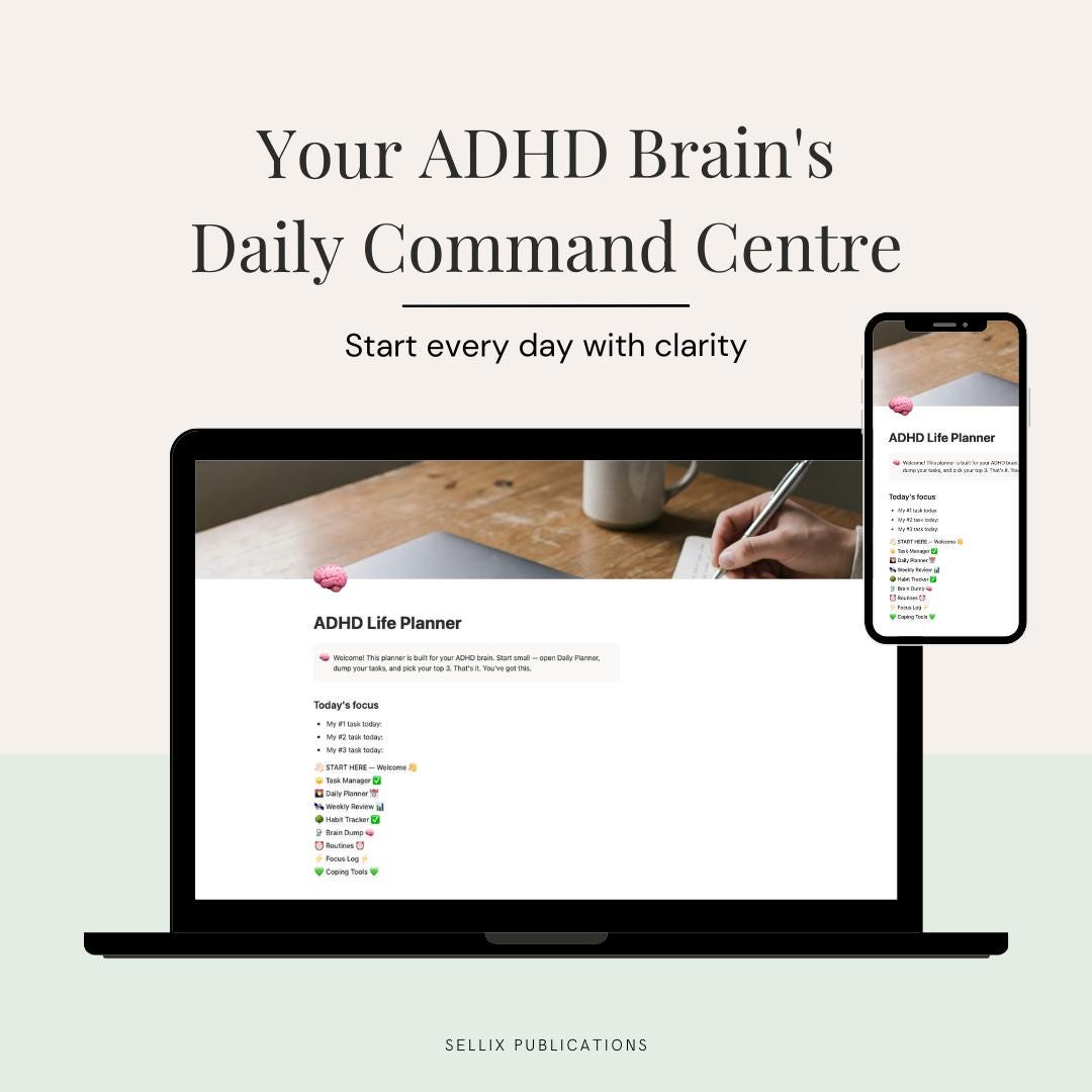 ADHD Life Planner Notion Template — Notion Life Planner, Brain Dump ...