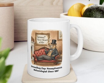 Taza con ilustración victoriana de la marmota del Día de la Marmota / Meteorólogo desde 1887