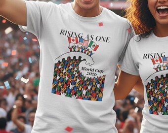 Camiseta de la Copa Mundial 2026 de Rising As One / Camiseta para aficionados de Canadá, EE. UU. y México
