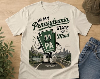En mi estado mental de Pensilvania — Camiseta retro con la mascota de Pensilvania / Camiseta del estado de Keystone