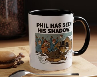 Taza de Phil de Punxsutawney / Dibujo retro del Día de la Marmota, humor de Pensilvania