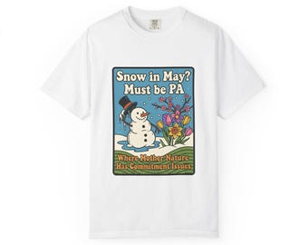 Camiseta divertida con el clima de Pensilvania y gráfico retro de muñeco de nieve