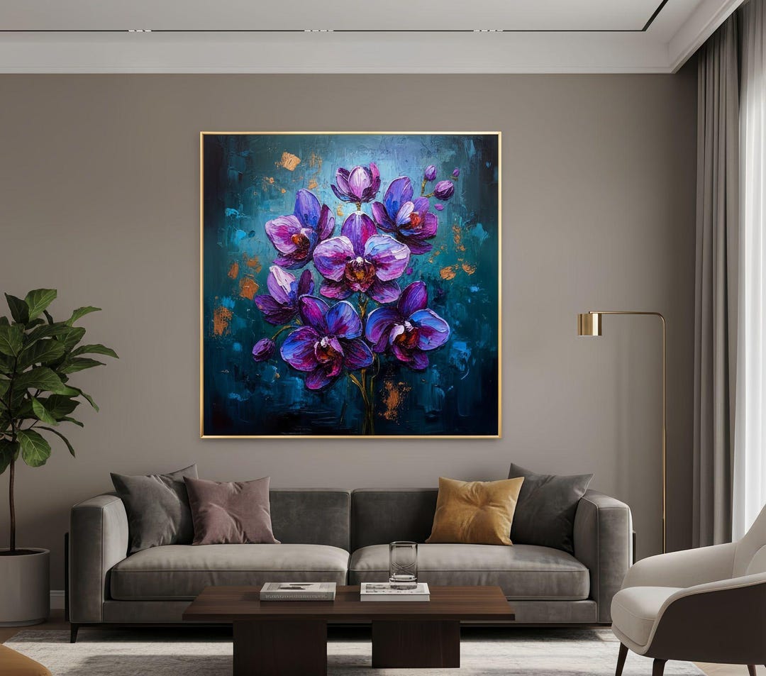 Dreamy Abstract Purple Flower Oil Painting Original,flower Wall Decor ...