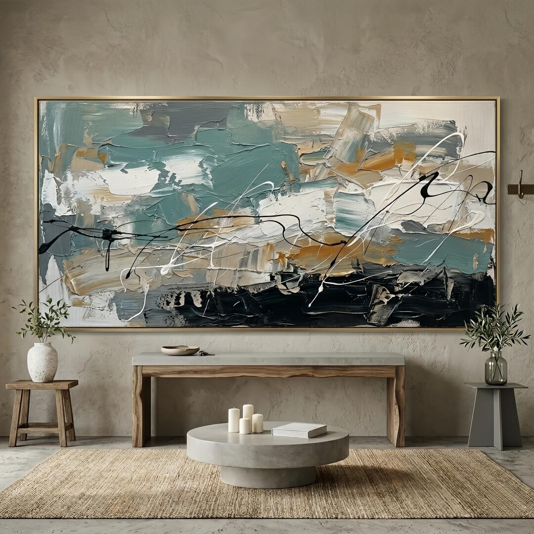 Large Abstract Oil Painting on Canvas, Texture Wall Art, Modern Neutral ...