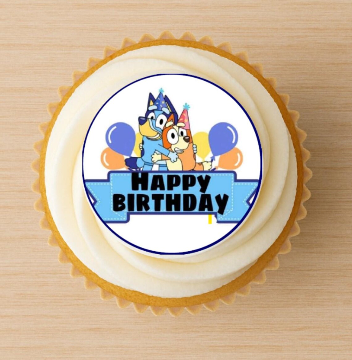 15x Bluey Edible Cupcake Toppers - Happy Birthday - Uncut - Etsy