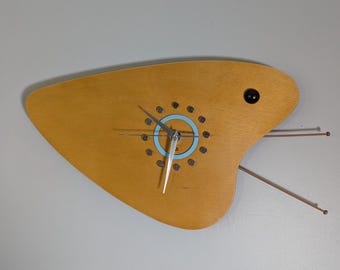 Mid Century Modern Handcrafted Pop Art Wall Art with Clock Dia Approx. 22"