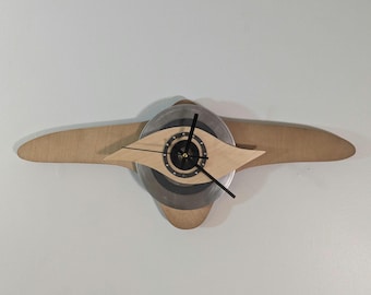 Mid Century Modern Aero Inspired Wall Clock, Stainless Steel Dial (8.5 x 23")