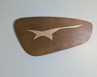 Mid Century Modern Wall Art. Made of Stained Birch. 20.5 x 10.5"