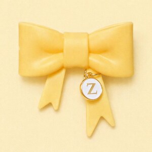 Yellow Bow Straw Topper with Initial Charm for Stanleys, Tumblers, etc.