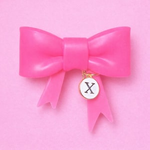 Pink Bow Straw Topper with Initial Charm for Stanleys, Tumblers, etc.