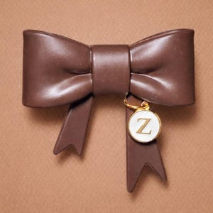 Chocolate Bow Straw Topper with Initial Charm for Stanleys, Tumblers, etc.