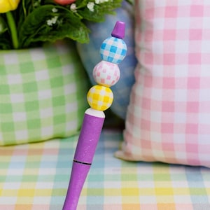 Easter Gingham Beaded Pen with Refill
