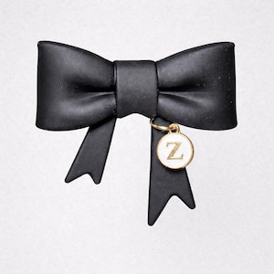 Licorice Bow Straw Topper with Initial Charm for Stanleys, Tumblers, etc.