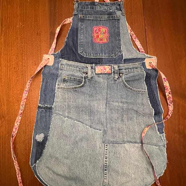 Blauwe denim schort - gerecyclede jeans