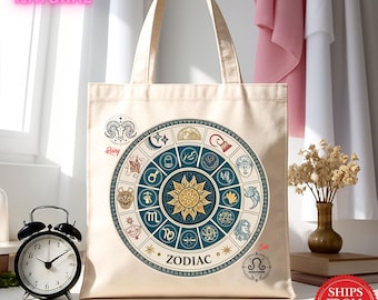 Personalized Zodiac Tote Bag, Sun and Rising Sign Design, Custom Astrology Bag, Horoscope Gift