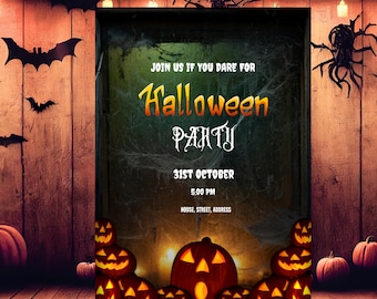 Editable Spooky Halloween Party Invitation Template (Digital Download)