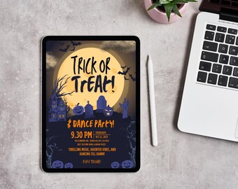 Einladung zur Halloween Party: Fledermäuse, Kürbisse, Gespenster (Printable)