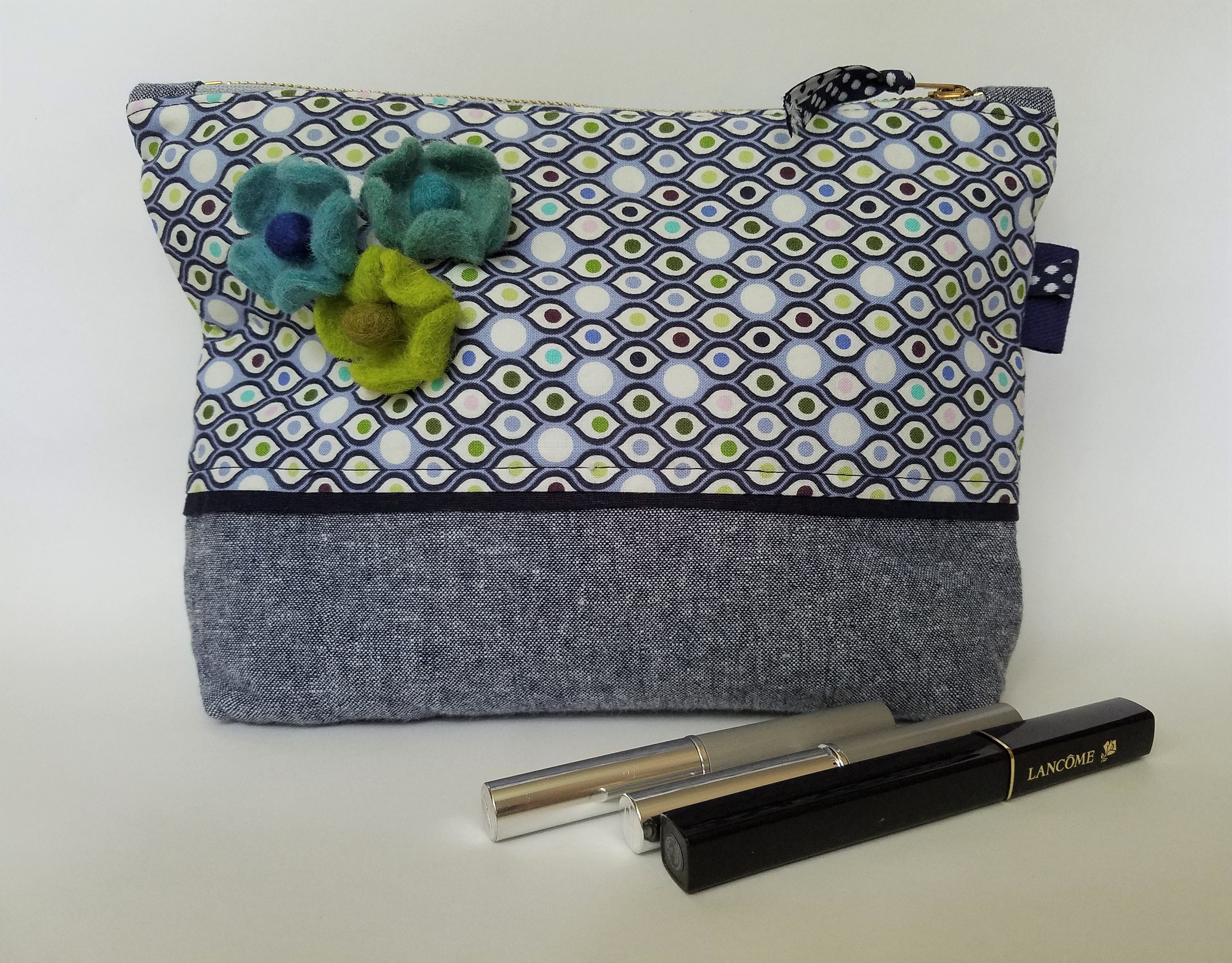 Zipper Pouch - Pencil Pouch - Makeup Case - Quilted Pouch - Tula Bag -  Pencil Case - Handmade Zippered Bag - Quilted Bag - Ladies Toiletry