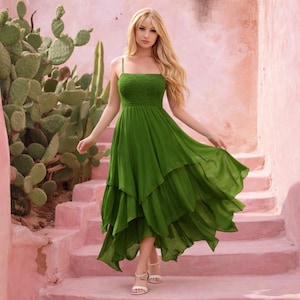 Vestido Pixie, Boho, Hippie, con capas, Tallas estándar a plus, Ideal para vacaciones, WW028B, WildWomenCurves