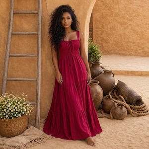 strapless open back dress RED SLIP DRESS WITH LOW BACK main image 0