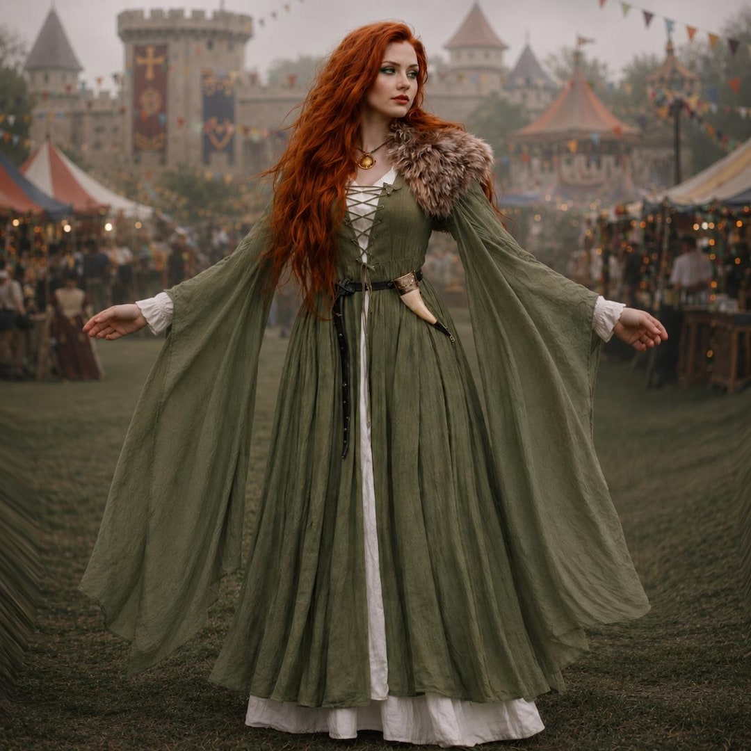 Boho Maxi Dress Set, Renaissance Peasant Dress, Ren Faire Outfit, Flowy ...