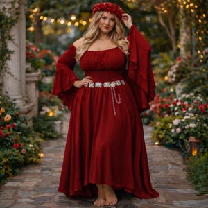 プラスサイズ、コテージコア、マキシドレス、海賊のルネッサンスフェア、コスチューム、農民、女神、ウィッカファッション、全サイズ、WWC114