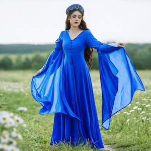 Vestido Maxi, Vestido Medieval Renascentista, Vestido para Feira Renascentista, Vestido Boho, Todos os Tamanhos, WWC29