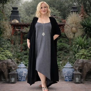 Kimono plus size em malha de rayon, estilo boho, feito sob encomenda WW108