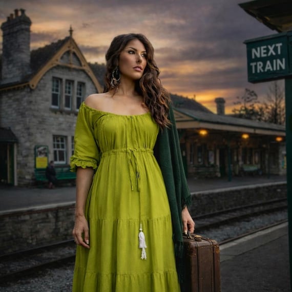 green crinkle dress Crinkle Velvet Green Flutter Collar Dress