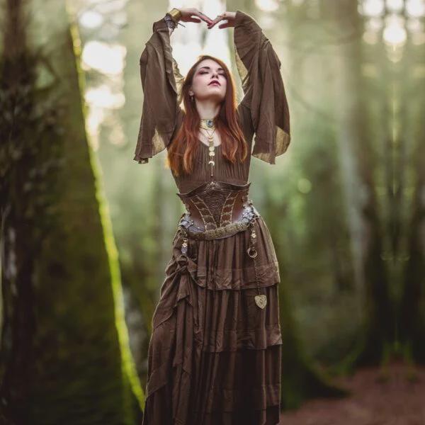green emerald velvet dress The Green Witch Cottagecore Dress Green Witchery Aesthetic