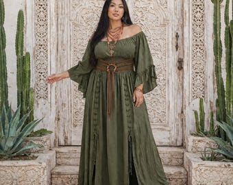 Cottagecore Maxi Dress, Smocked Waist Prairie Dress, Square Neck Boho, WWC129 WildWomenCurves