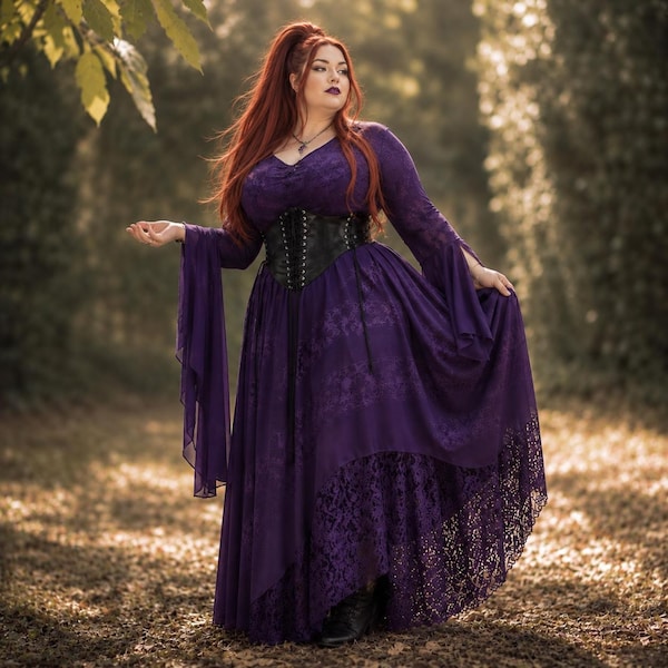 Plus Size S to 5X, Vintage Inspired, Renaissance Medieval Outfit, Romantic Dress, Cottagecore Dress, Flowing, WildWomenCurves, WWC36C