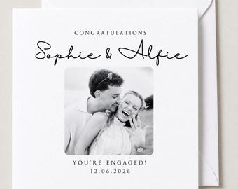 Personalised Engagement Card | Congratulations on Your Engagement Card | Custom Couple Photo Names Card | Handmade Keepsake Card