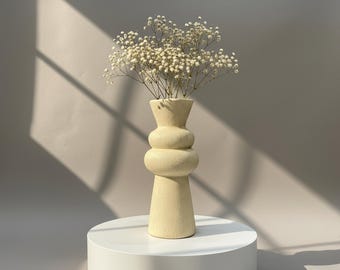 Jarrón de cerámica hecho a mano: decoración moderna Feng Shui Wabi Sabi, decoración del hogar Japandi