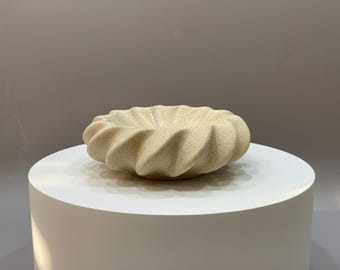 Handmade Ceramic Wavy Bowl: Beige Sculptural Pottery, Wabi Sabi Decor