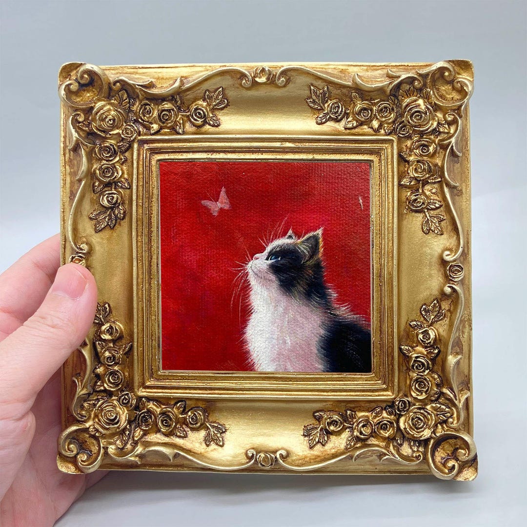 Hand-painted Cat Portraits | Original Oil Miniatures | Framed Wall Art ...